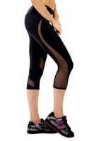 Брюки (бриджи) для фитнеcа с высокой талией и сеткой 071 ProFit